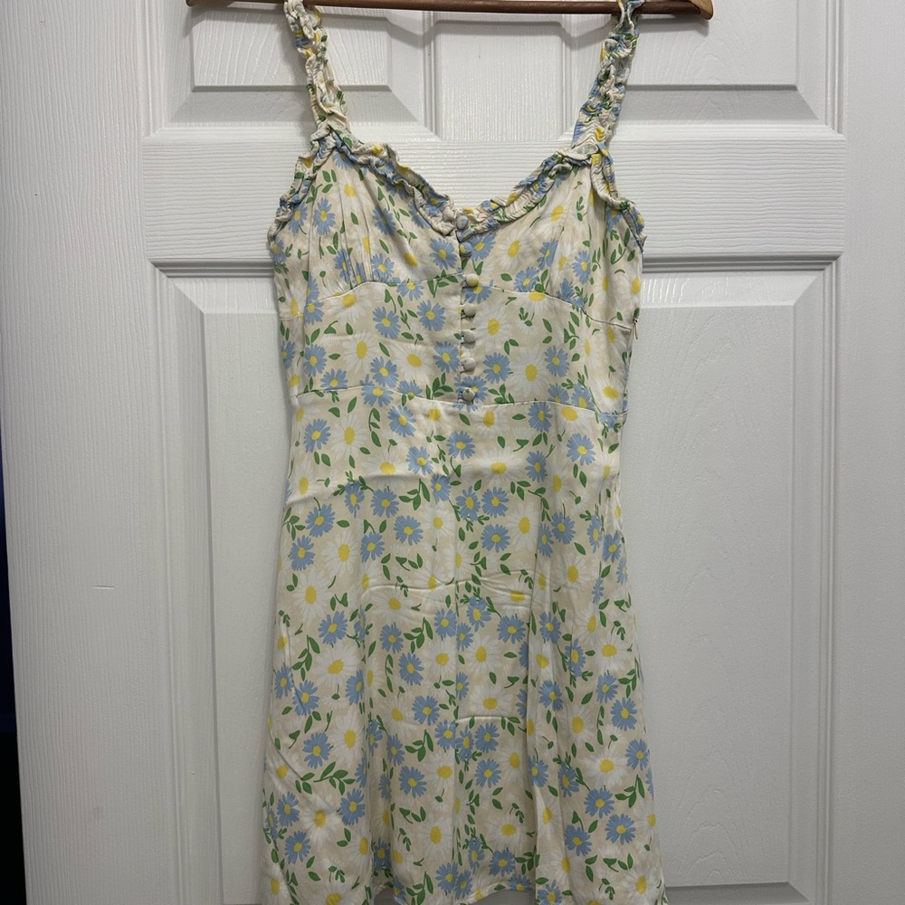 Zara Yellow and Blue Sundress Sleeveless Sweetheart Mini